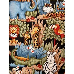 Fabric RARE VTG Children Safari Jungle Animals Northcott Studio Sold BTY x 44” W